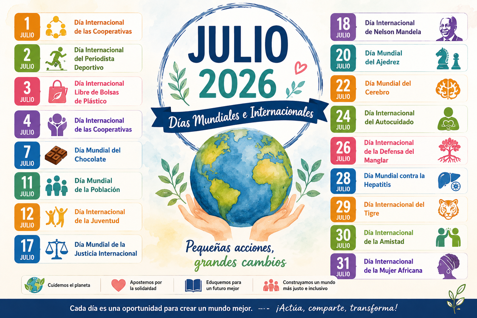 En este momento estás viendo DIAS MUNDIALES E INTERNACIONALES, JULIO 2026